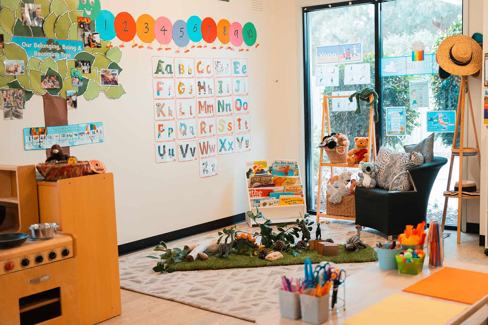Classroom in a preschool setting with educational materials